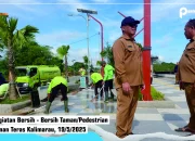 Gercep DLHK Bersihkan Pedestrian Teras Kalimarau, Himbau Kesadaran Masyarakat Membuang Sampah