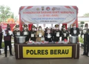 Usai Upacara Hari Bhayangkara, Polres Berau Musnahkan 10 Kilogram BB Sabu