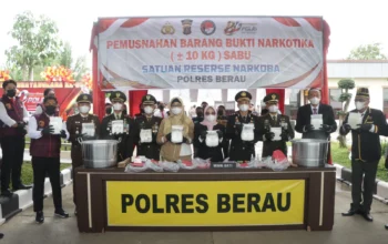 Usai Upacara Hari Bhayangkara, Polres Berau Musnahkan 10 Kilogram BB Sabu